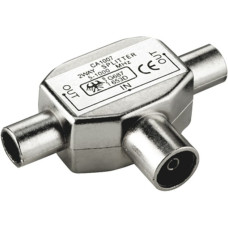 goobay Koaxial-Verteiler 2x Stecker auf Kupplung, Kabel(silber)