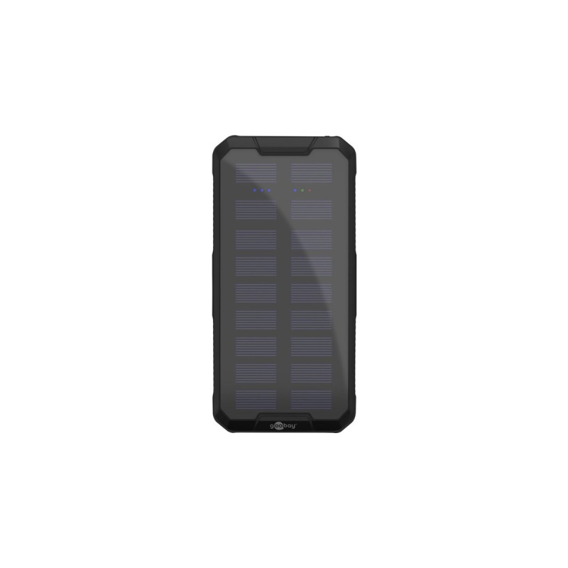 goobay Outdoor Schnelllade-Powerbank 20.000 mAh mit Solar(schwarz, USB-C PD, QC 3.0)