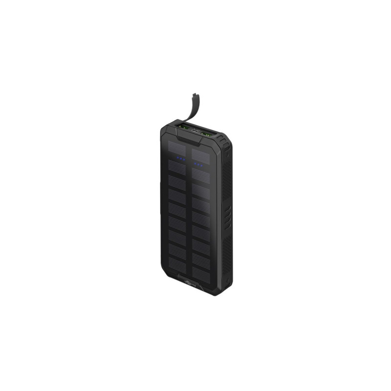 goobay Outdoor Schnelllade-Powerbank 20.000 mAh mit Solar(schwarz, USB-C PD, QC 3.0)
