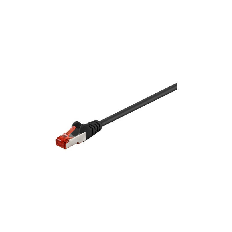 goobay Patchkabel CAT.6 S/FTP (PiMF)(schwarz, 1 Meter, doppelt geschirmt)