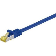 goobay Patchkabel RJ-45 S/FTP mit Cat7 Rohkabel(blau, 25 cm, LSZH halogenfrei, 500 MHz)