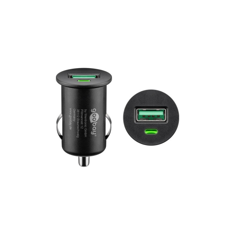 goobay Quick Charge USB Auto Schnellladegerät(schwarz, mit QC 3.0)