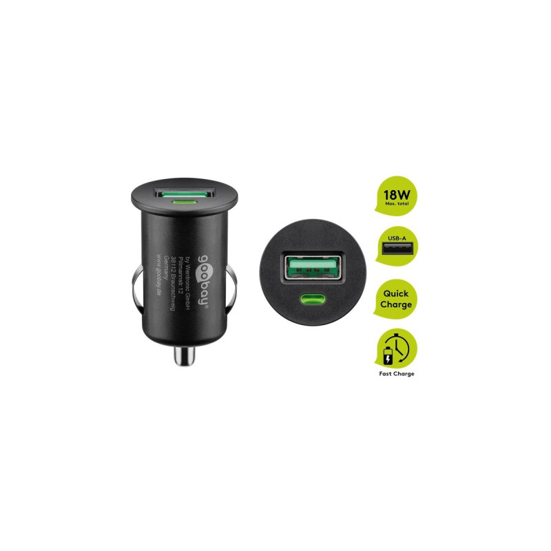 goobay Quick Charge USB Auto Schnellladegerät(schwarz, mit QC 3.0)