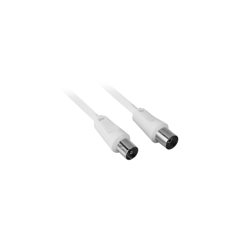 goobay RF-Stecker auf RF-Buchse, Kabel(weiß, 2,5 Meter)
