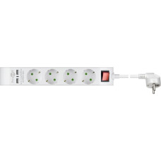 goobay Steckdosenleiste 4-fach, 2x USB-A, mit Schalter(weiß, 1,4 Meter)
