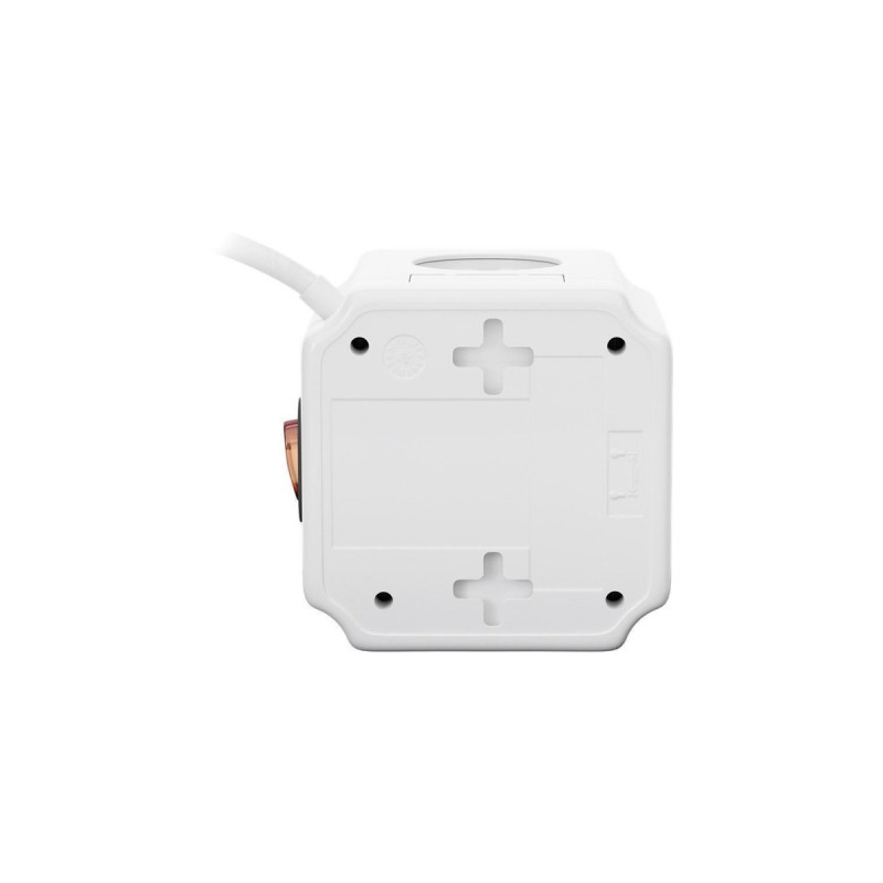 goobay Steckdosenwürfel 4-fach, 2x USB, mit Schalter, Steckdosenleiste(weiß, 1,5 Meter, Überspannungsschutz)