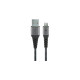 Micro-USB Stecker(grau/silber, 1 Meter, gesleevt, Metallstecker)