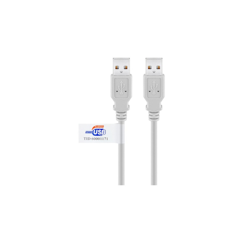 USB-A Stecker(grau, 2 Meter, mit USB Zertifikat)