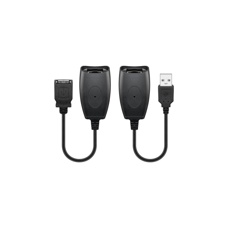 USB-A Buchse(schwarz, 20cm, für Netzwerkkabel bis 40 Meter)