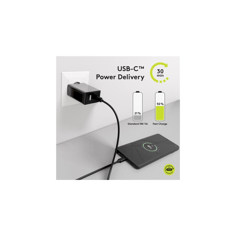 USB-C Stecker(schwarz, 1 Meter, PD, Laden mit bis zu 100 Watt)