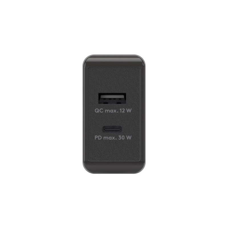 goobay USB-C PD Dual-Schnellladegerät 30 Watt(schwarz, 1x USB-A, 1x USB-C PD)