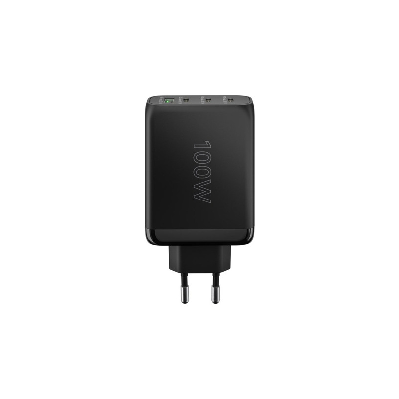 goobay USB-C PD Multiport-Schnellladegerät 100 Watt(schwarz, 1x USB-A QC, 3x USB-C PD, GaN-Technologie)
