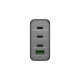 goobay USB-C PD Multiport-Schnellladegerät 100 Watt(schwarz, 1x USB-A QC, 3x USB-C PD, GaN-Technologie)