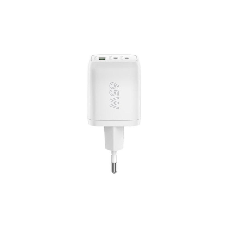 goobay USB-C PD Multiport-Schnellladegerät Nano 65 Watt(weiß, 1x USB-A, 2x USB-C PD, GaN-Technologie)