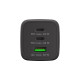 goobay USB-C PD Multiport-Schnellladegerät Nano 65 Watt(schwarz, 1x USB-A, 2x USB-C PD, GaN-Technologie)