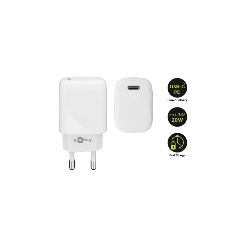 goobay USB-C PD (Power Delivery) Schnellladegerät (20W)(weiß)