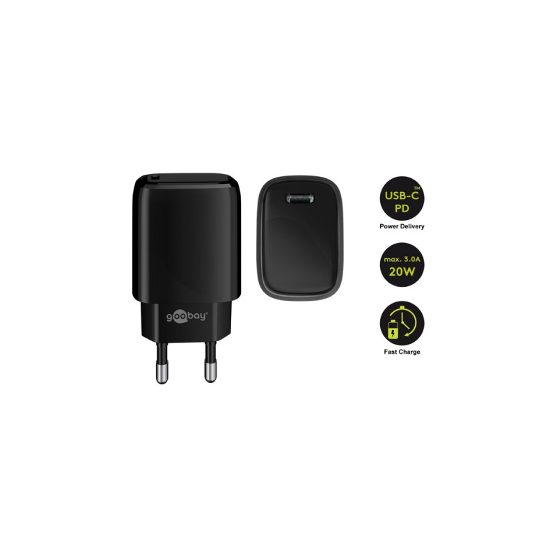 goobay USB-C PD (Power Delivery) Schnellladegerät (20W)(schwarz)