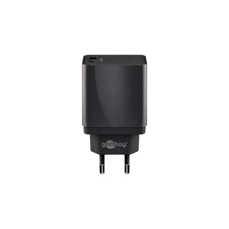 goobay USB Schnellladegerät QC3.0 (18W) schwarz(schwarz, Quick Charge (QC3.0))