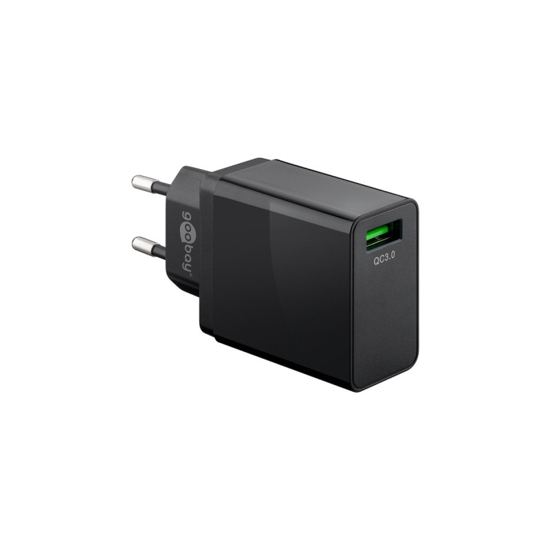 goobay USB Schnellladegerät QC3.0 (18W) schwarz(schwarz, Quick Charge (QC3.0))