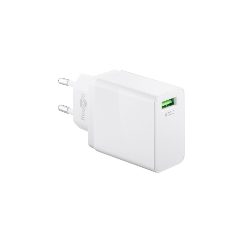 goobay USB Schnellladegerät QC3.0 (18W) weiß(weiß, Quick Charge (QC3.0))