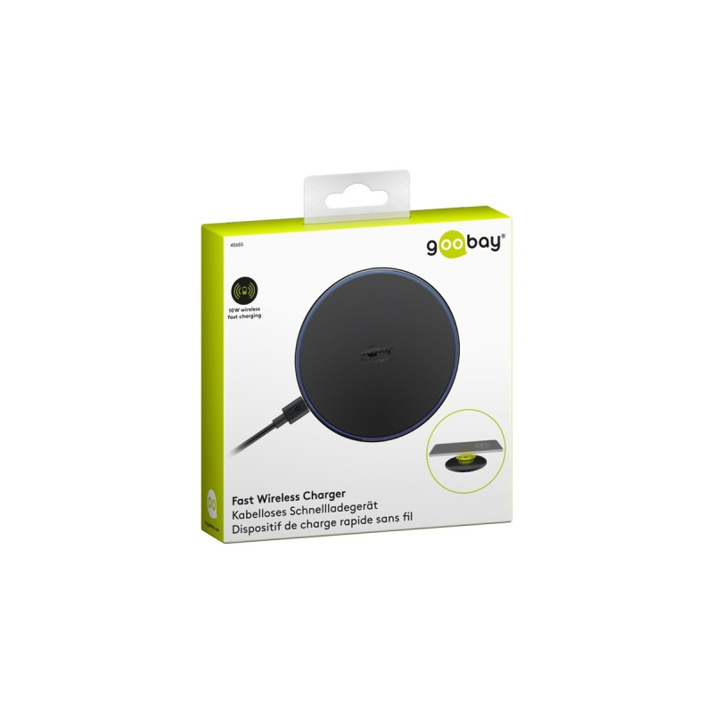 goobay Wireless Fast Charger 10 W, Ladegerät(schwarz)