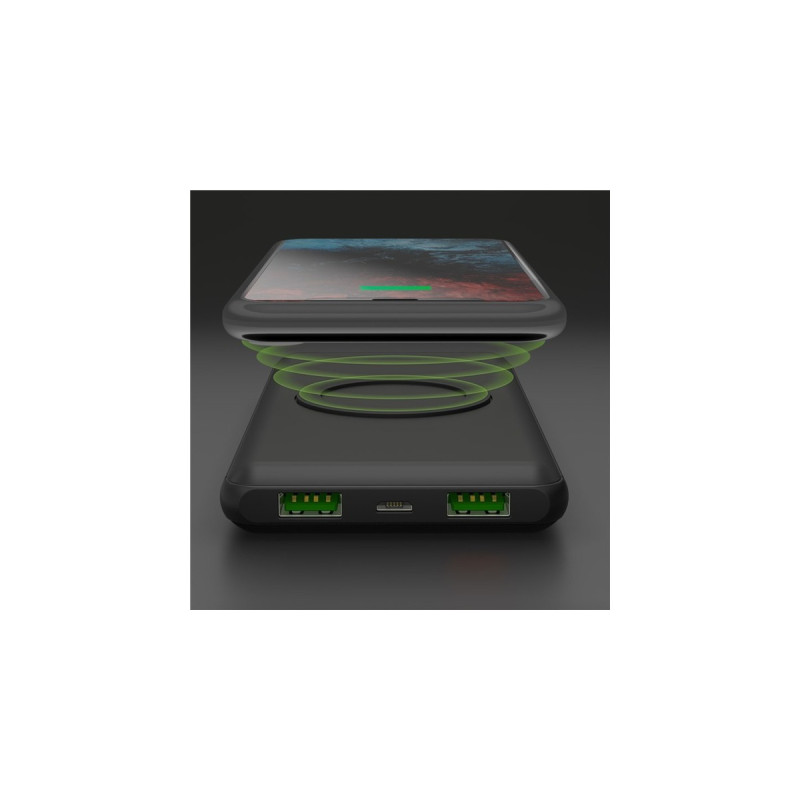 goobay Wireless Schnelllade-Powerbank 10000mAh(schwarz, PD, QC 3.0, 10.000 mAh)