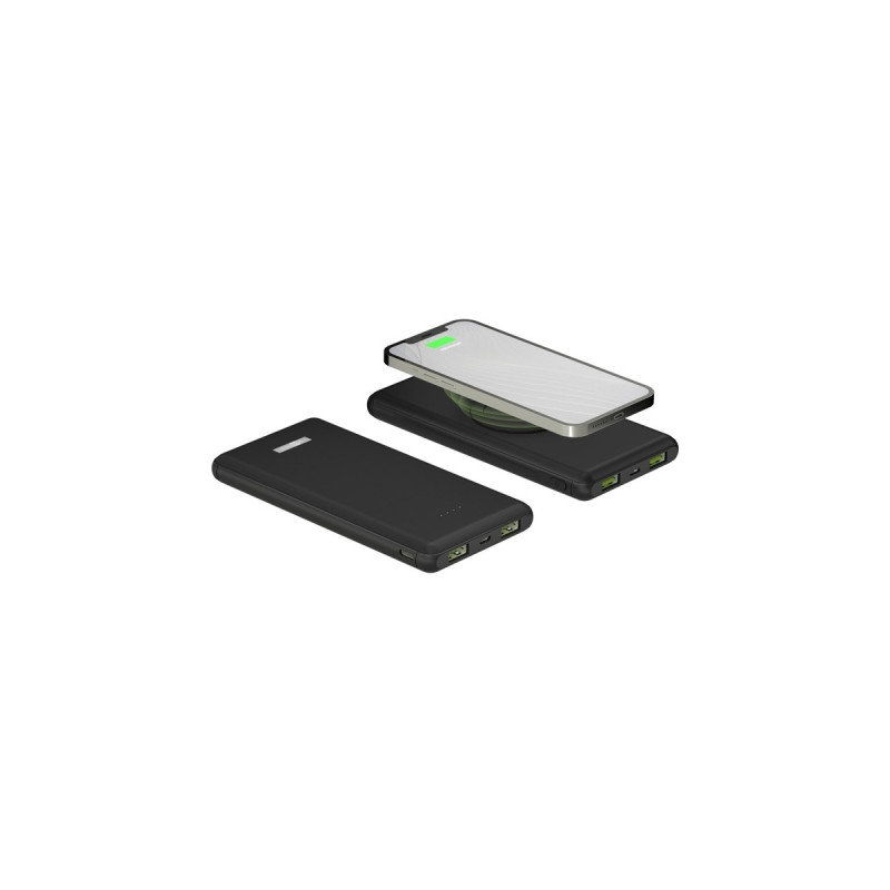 goobay Wireless Schnelllade-Powerbank 10000mAh(schwarz, PD, QC 3.0, 10.000 mAh)