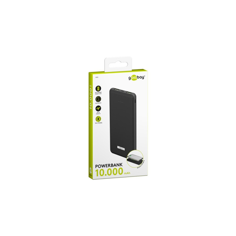 goobay Wireless Schnelllade-Powerbank 10000mAh(schwarz, PD, QC 3.0, 10.000 mAh)