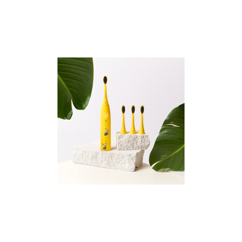 happybrush StarterKit Schall Eco VIBE 3 Minions, Elektrische Zahnbürste(gelb)