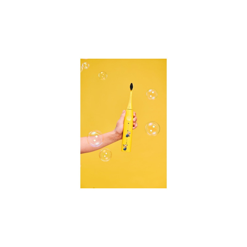 happybrush StarterKit Schall Eco VIBE 3 Minions, Elektrische Zahnbürste(gelb)