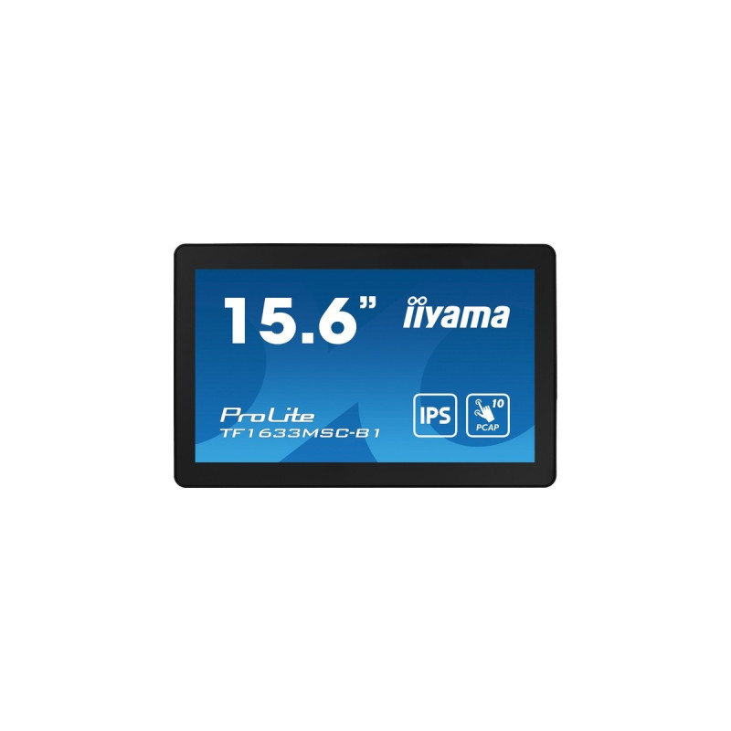 iiyama ProLite TF1633MSC-B1, LED-Monitor(39.5 cm (15.6 Zoll), schwarz, FullHD, IPS, Touchscreen, HDMI, DisplayPort, Open Frame)