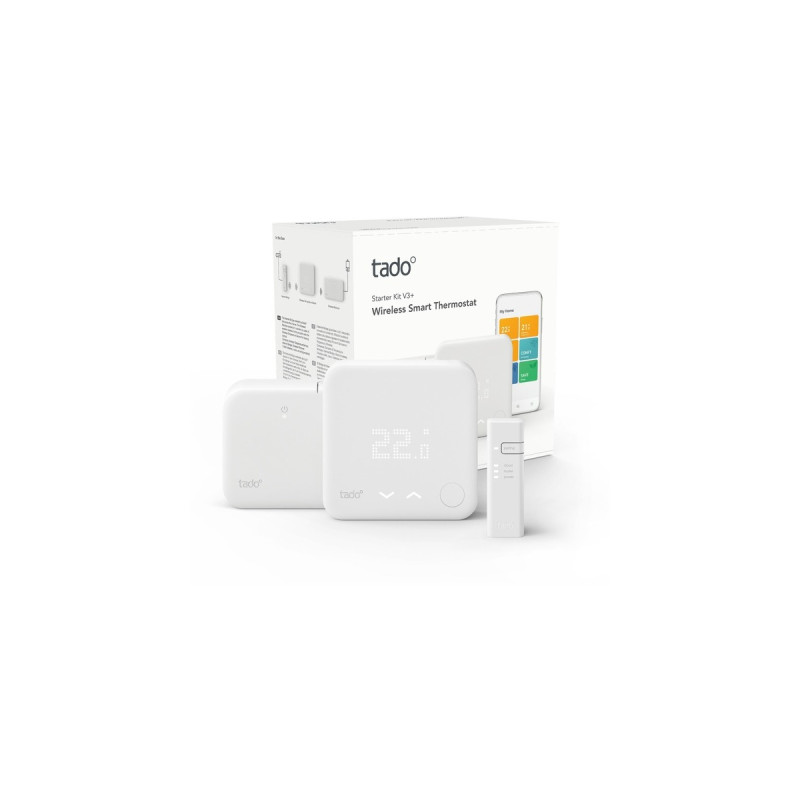 tado° Smart Thermostat V3+ Starter Kit (Funk), Set(weiß, Für Heizthermen und Gasetagenheizungen)