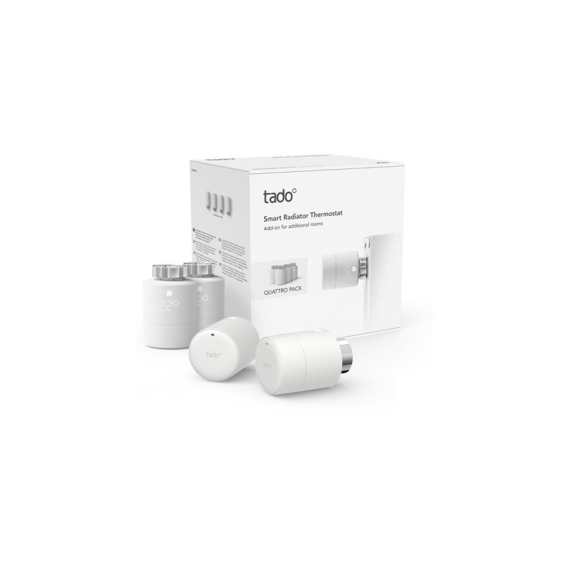 tado° Smartes Heizkörper-Thermostat, Heizungsthermostat(weiß, 4er Pack, Zusatzprodukt für Einzelraumsteuerung, Outlet)