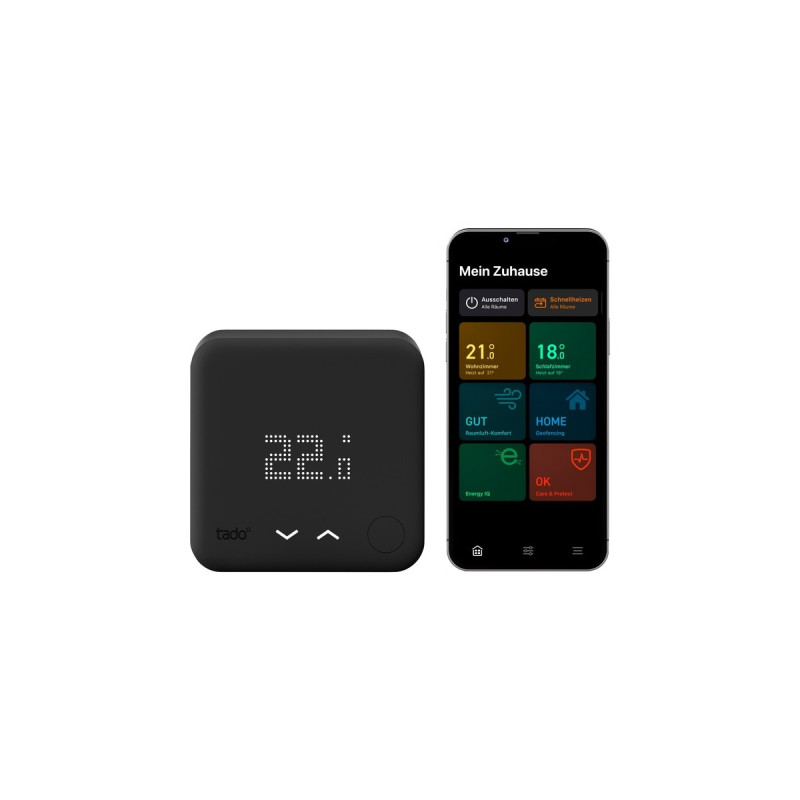 tado° Smartes Thermostat (Verkabelt)(schwarz, Zusatzprodukt für Einzelraumsteuerung)