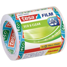 tesa tesafilm eco & clear, 3 Rollen, 15mm, Klebeband(transparent, 10 Meter pro Rolle)