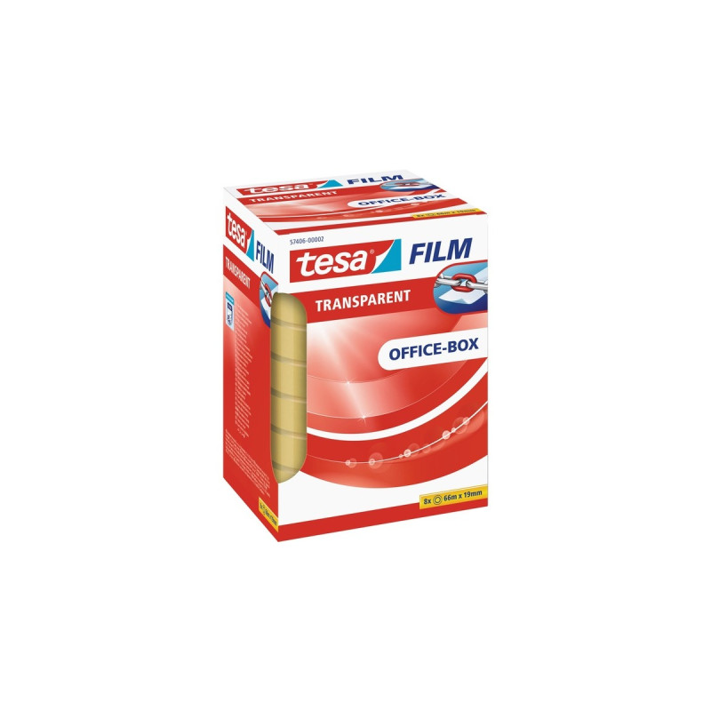 tesa tesafilm transparent, 8 Rollen, 19mm, Office Box, Klebeband(transparent, 66 Meter)