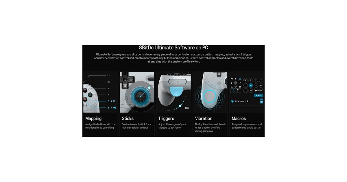 8BitDo Pro 2 Wired G Classic, Gamepad(grau)