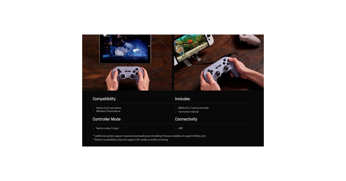 8BitDo Pro 2 Wired G Classic, Gamepad(grau)