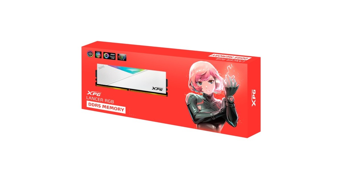 ADATA DIMM 16 GB DDR5-7200, Arbeitsspeicher(weiß, AX5U7200C3416G-CLARWH, Lancer RGB, INTEL XMP)