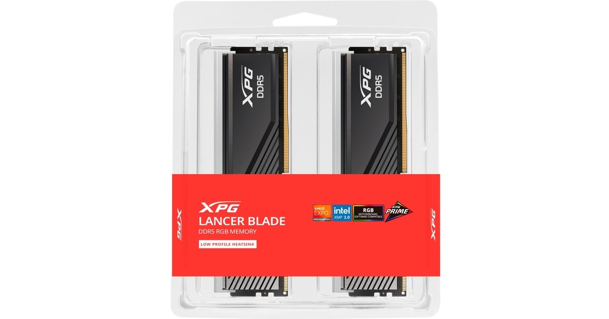 ADATA DIMM 32 GB DDR5-6000 (2x 16 GB) Dual-Kit, Arbeitsspeicher(schwarz, AX5U6000C3016G-DTLABRBK, XPG Lancer Blade RGB, INTEL XMP, AMD EXPO)