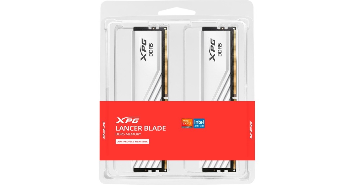 ADATA DIMM 32 GB DDR5-6400 (2x 16 GB) Dual-Kit, Arbeitsspeicher(weiß, AX5U6400C3216G-DTLABWH, XPG Lancer Blade, INTEL XMP, AMD EXPO)