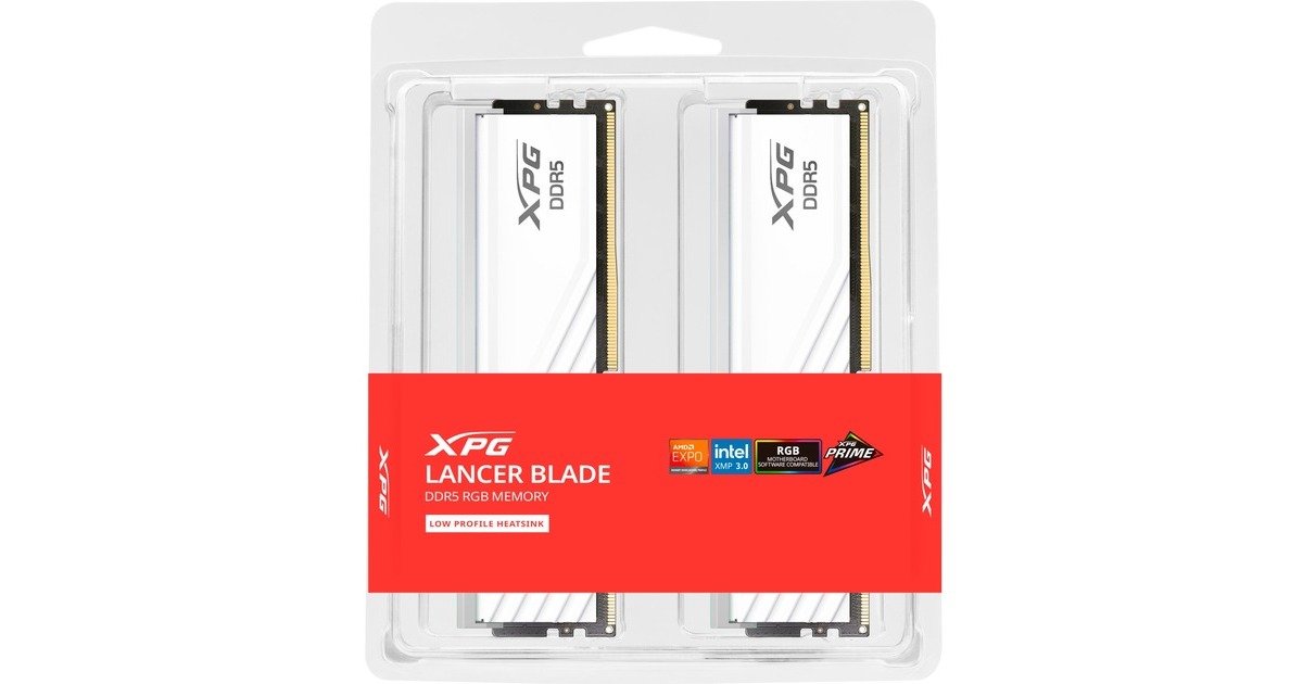 ADATA DIMM 48 GB DDR5-6000 (2x 24 GB) Dual-Kit, Arbeitsspeicher(weiß, AX5U6000C3024G-DTLABRWH, Lancer Blade RGB, INTEL XMP, AMD EXPO)