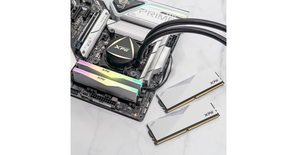 ADATA DIMM 64 GB DDR5-6400 (2x 32 GB) Dual-Kit, Arbeitsspeicher(weiß, AX5U6400C3232G-DCLARWH, Lancer RGB, INTEL XMP)