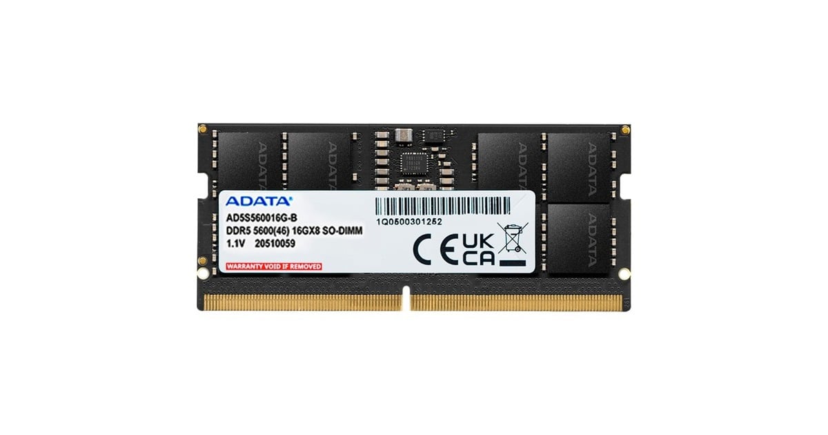 ADATA SO-DIMM 16 GB DDR5-5600, Arbeitsspeicher(schwarz, AD5S560016G-S, Premier Tray, Outlet) ADATA SO-DIMM 16 GB DDR5-5600, Arbeitsspeicher(schwarz, AD5S560016G-S, Premier Tray, Outlet)