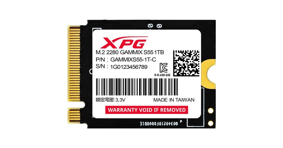ADATA XPG GAMMIX S55 1 TB, SSD(schwarz, PCIe 4.0 x4, NVMe 1.4, M.2 2230) ADATA XPG GAMMIX S55 1 TB, SSD(schwarz, PCIe 4.0 x4, NVMe 1.4, M.2 2230)
