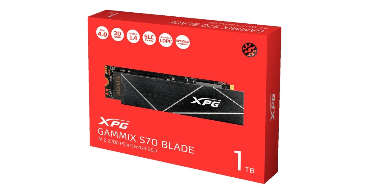 ADATA XPG GAMMIX S70 BLADE 1 TB, SSD(schwarz, PCIe 4.0 x4, NVMe 1.4, M.2 2280	)