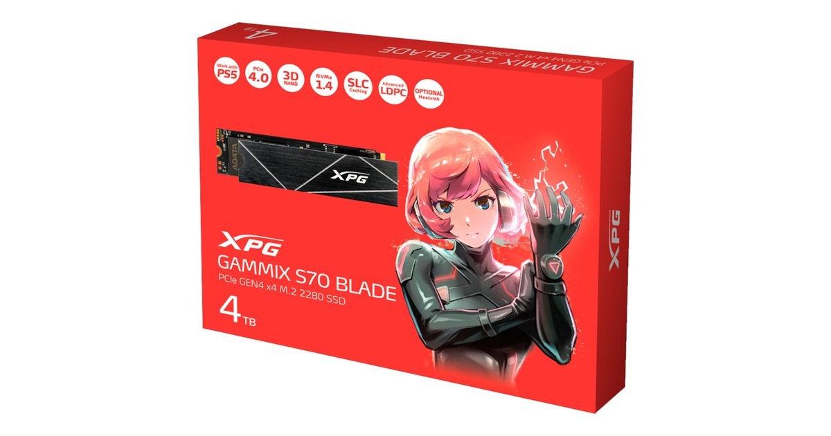 ADATA XPG GAMMIX S70 BLADE 4 TB, SSD(schwarz, PCIe 4.0 x4, NVMe 1.4, M.2 2280)