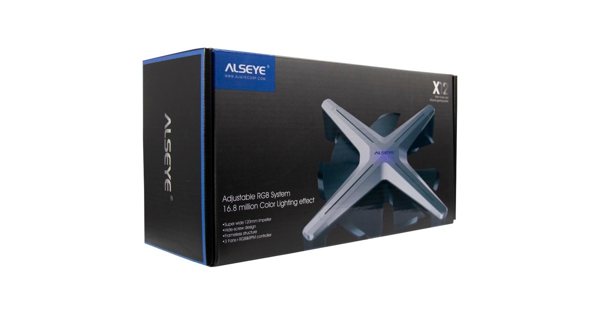 ALSEYE X12 Kit 120x120x30 mm, Gehäuselüfter(grau, 3er Pack, Steuerungseinheit, Fernbedienung)