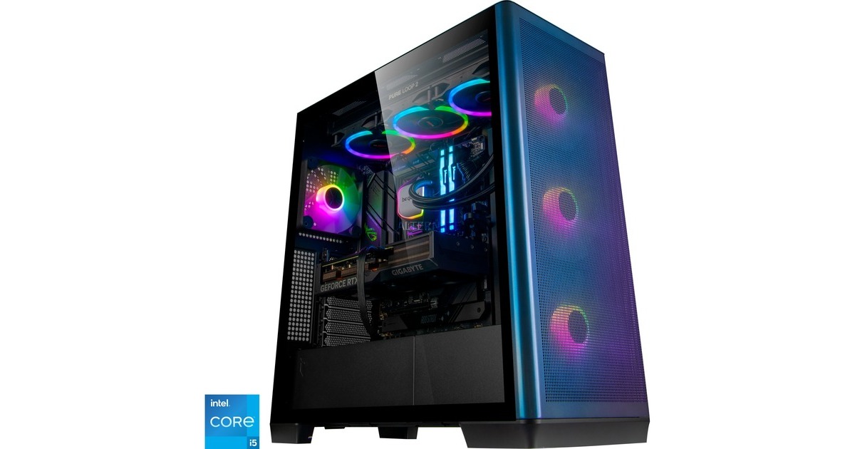 ALTERNATE Gaming-PC Window Edition • RTX 4070 • Intel® Core™ i5-14600KF • 32 GB RAM(schwarz/transparent, Windows 11 Home 64-Bit)
