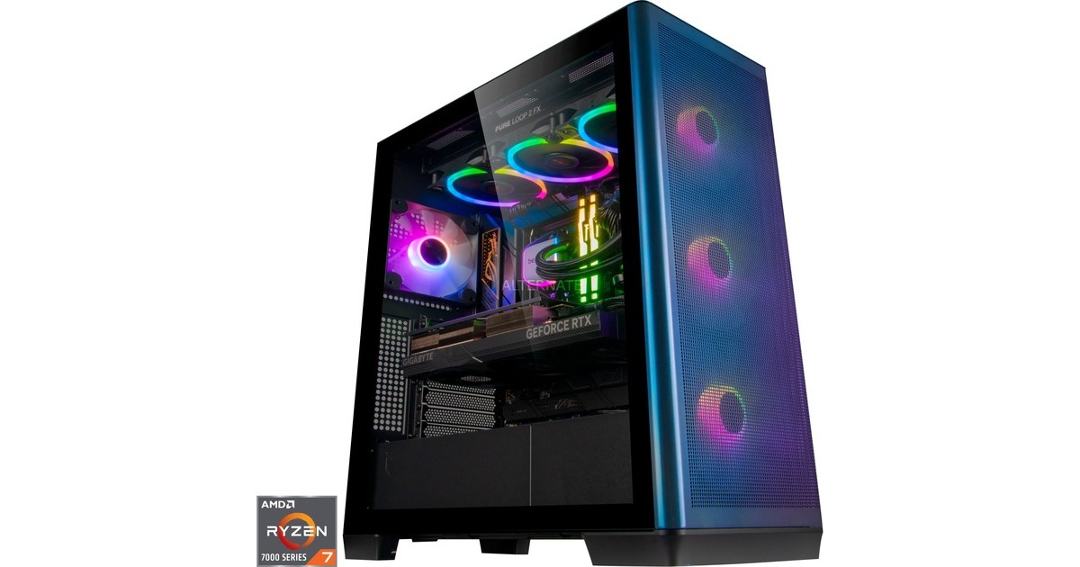 ALTERNATE Gaming-PC Window Edition • RTX 4080 • AMD Ryzen™ 7 7800X3D • 32 GB RAM(schwarz/transparent, Windows 11 Home 64-Bit)